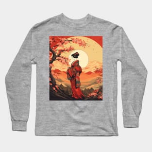 Elegant Geisha Art - Japanese Culture and Tradition Inspired Design Long Sleeve T-Shirt